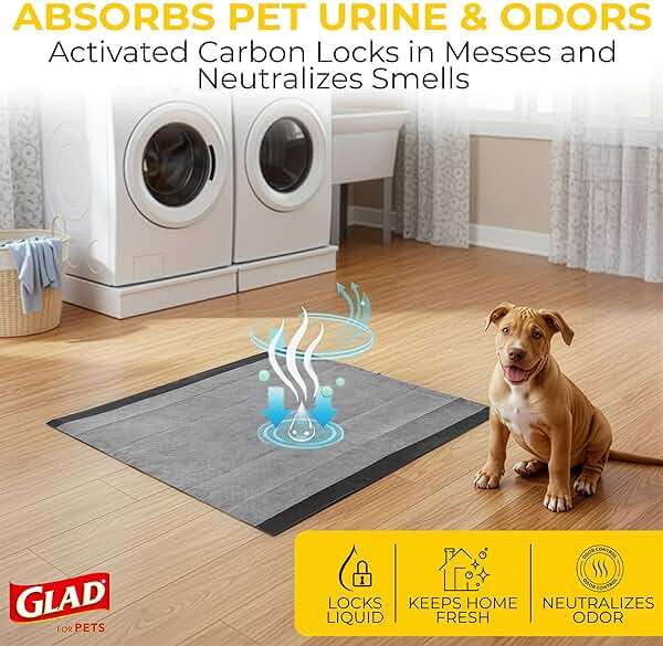 Glad for Pets Black Charcoal Puppy Pads - 6-Layer Leak-Proof Construction, Activated Carbon Odor Control, Pheromone Attractant - Disposable Dog Pee Pads for Potty Training, 23 x 23 in, 100 Count - Image 4