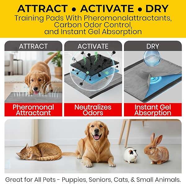 Glad for Pets Black Charcoal Puppy Pads - 6-Layer Leak-Proof Construction, Activated Carbon Odor Control, Pheromone Attractant - Disposable Dog Pee Pads for Potty Training, 23 x 23 in, 100 Count - Image 7