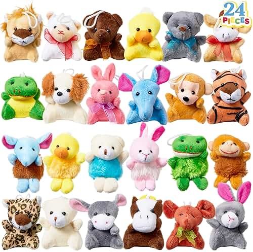 JOYIN 24 Pack Mini Animal Plush Toy Assortment (24 Units 3" Each), Animals Keychain Decoration for Kids, Small Stuffed Animal Bulk for Kids, Carnival Prizes, School Gifts, Party Favor Goodie Bags - Product Image