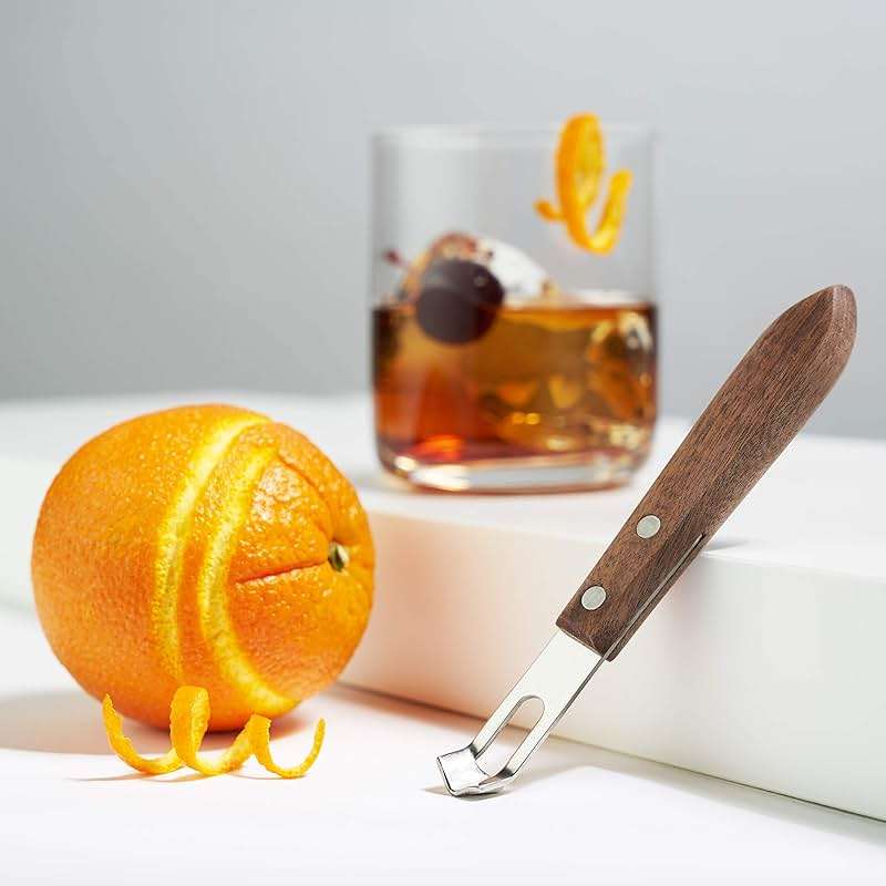 Viski Channel Knife, Citrus Zester and Orange Peeler Tool, Walnut Wood and Stainless Steel Bar Tool for Cocktail Garnishes, Perfect for Home Bars, Craft Cocktails and Bartender Gifts, Set of 1 - Image 6