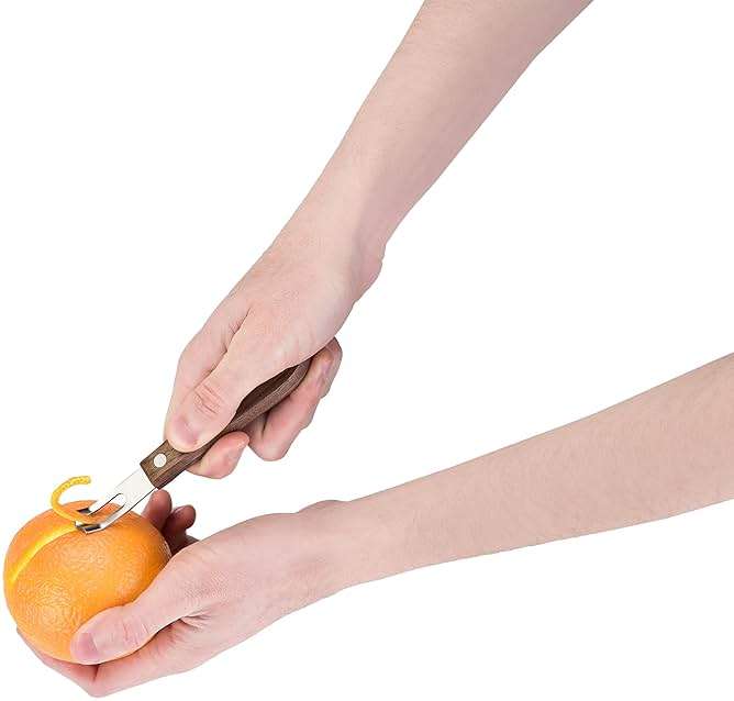 Viski Channel Knife, Citrus Zester and Orange Peeler Tool, Walnut Wood and Stainless Steel Bar Tool for Cocktail Garnishes, Perfect for Home Bars, Craft Cocktails and Bartender Gifts, Set of 1 - Image 10
