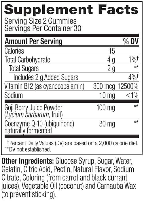 OLLY Daily Energy Gummy, Caffeine Free, Vitamin B12, CoQ10, Goji Berry, Adult Chewable Supplement, Tropical Flavor - 60 Count - Image 8