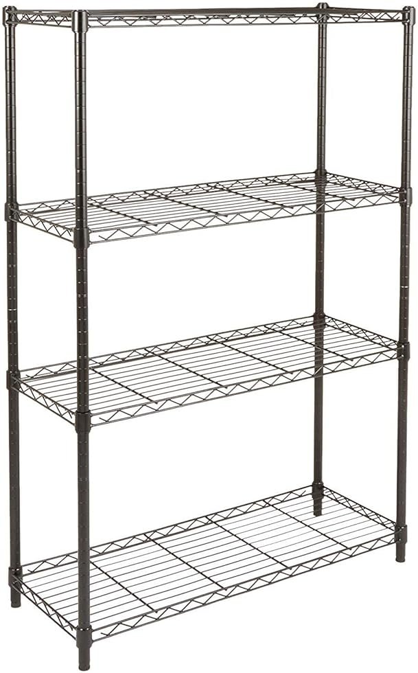 Amazon Basics 4-Shelf Adjustable Heavy Duty Steel Wire Rack Storage Shelving, Sturdy Garage Shelving, 350 lbs Capacity Per Shelf, Easy No-Tool Assembly, 36" x 14" x 54", Black - Product Image