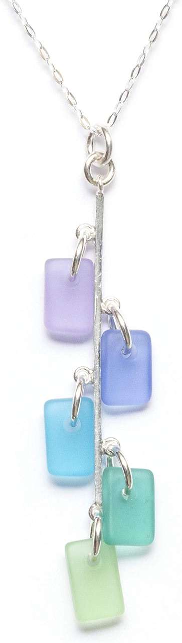 EcoSeaCo Avalon Pendant in Blossom, Sterling Silver Chain, Handmade Cultured Sea Glass Necklace - Image 1