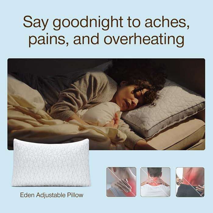 Coop Home Goods Eden Bed Pillow Queen Size for Sleeping on Back, Stomach and Side Sleeper- Medium Soft Memory Foam Cooling Gel - CertiPUR-US/GREENGUARD Gold - Image 4