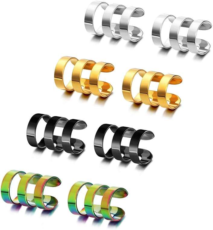 JewelrieShop Earcuffs for Men Stainless Steel Clip on Cartilage Helix Ear Cuffs Non-Piercing Punk Earrings Women - Image 2