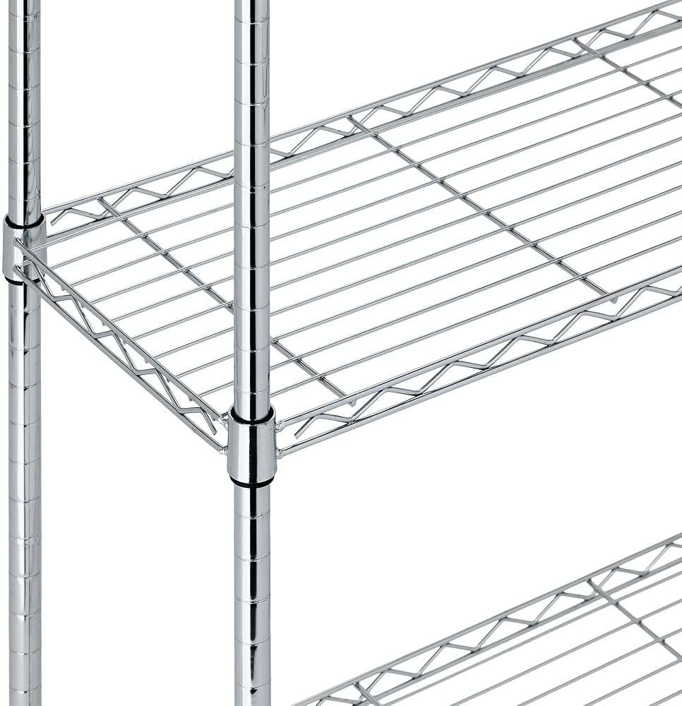 Amazon Basics 5-Shelf Adjustable Heavy Duty Steel Wire Rack, Space Saving Storage Shelving Organizer for Kitchen, Garage, No-Tool Assembly, 350 lbs Weight Capacity, 36" x 14" x 72", Chrome - Image 3