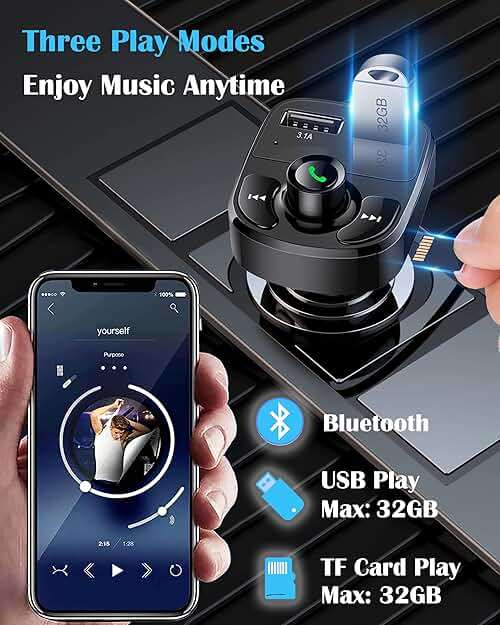 LIHAN Handsfree Calling Car Charger,Wireless Bluetooth 5.3 FM Transmitter Radio Receiver,MP3 Audio Music Adapter,Dual USB Ports,Compatible for iPhone Samsung Smartphones,Spotify & GPS Navigation - Image 3