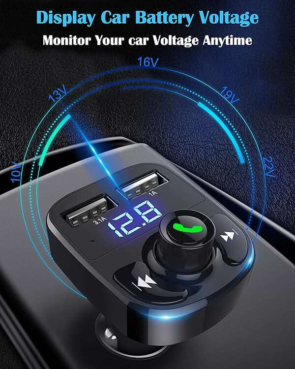 LIHAN Handsfree Calling Car Charger,Wireless Bluetooth 5.3 FM Transmitter Radio Receiver,MP3 Audio Music Adapter,Dual USB Ports,Compatible for iPhone Samsung Smartphones,Spotify & GPS Navigation - Image 4