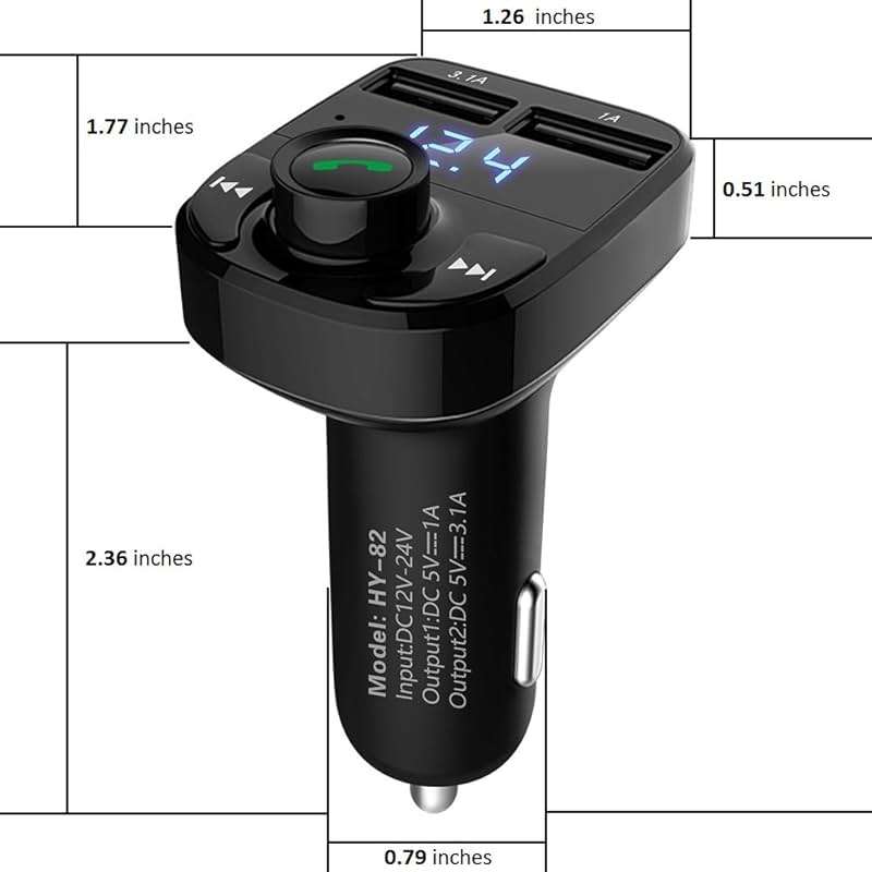 LIHAN Handsfree Calling Car Charger,Wireless Bluetooth 5.3 FM Transmitter Radio Receiver,MP3 Audio Music Adapter,Dual USB Ports,Compatible for iPhone Samsung Smartphones,Spotify & GPS Navigation - Image 7