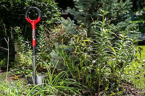 Root Slayer 22011 Garden Shovel with Serrated Blade for Digging and Root Cutting, Heavy Duty Steel Spade, Red - Image 2