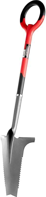 Root Slayer 22011 Garden Shovel with Serrated Blade for Digging and Root Cutting, Heavy Duty Steel Spade, Red - Image 4