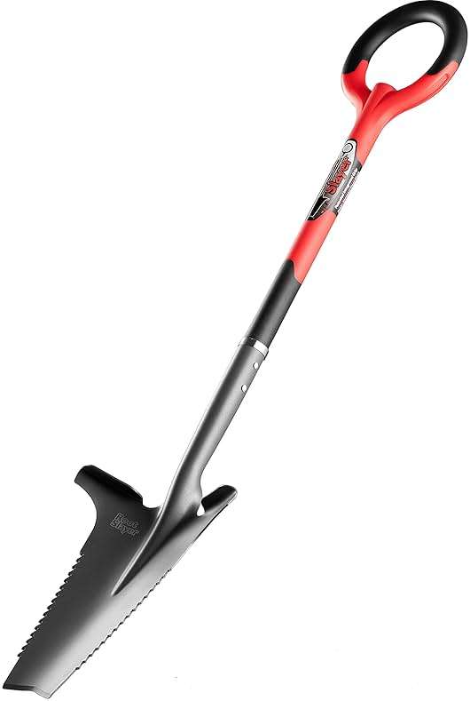 Root Slayer 22011 Garden Shovel with Serrated Blade for Digging and Root Cutting, Heavy Duty Steel Spade, Red - Image 5