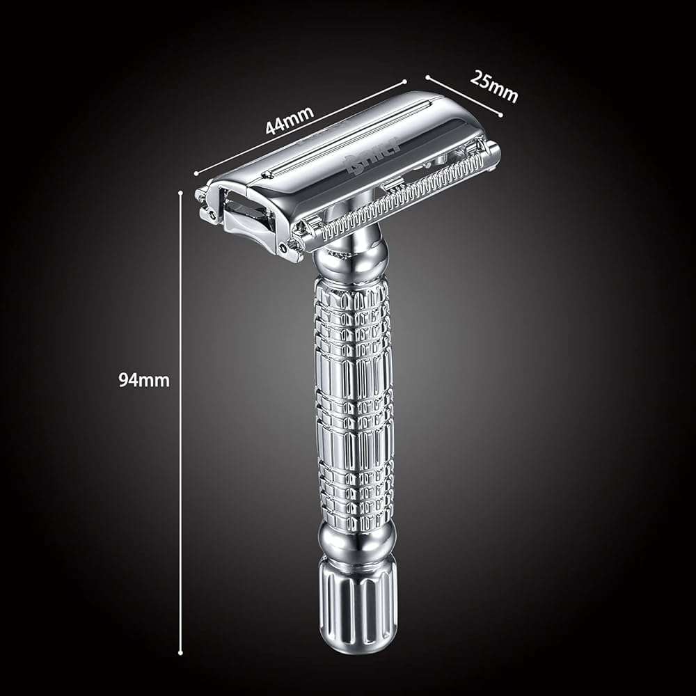 BAILI Butterfly Open TTO Double Edge Metal Safety Razor Wet Shaving Kit for Men Women with Platinum Blade and Mirrored Travel Case BD179 - Image 3