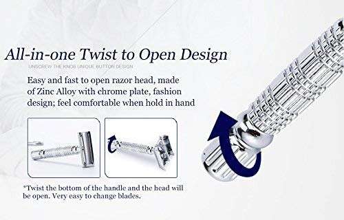 BAILI Butterfly Open TTO Double Edge Metal Safety Razor Wet Shaving Kit for Men Women with Platinum Blade and Mirrored Travel Case BD179 - Image 7