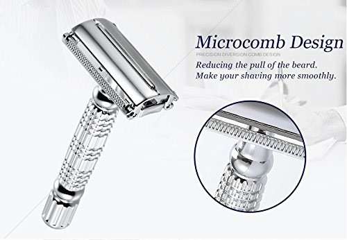 BAILI Butterfly Open TTO Double Edge Metal Safety Razor Wet Shaving Kit for Men Women with Platinum Blade and Mirrored Travel Case BD179 - Image 8