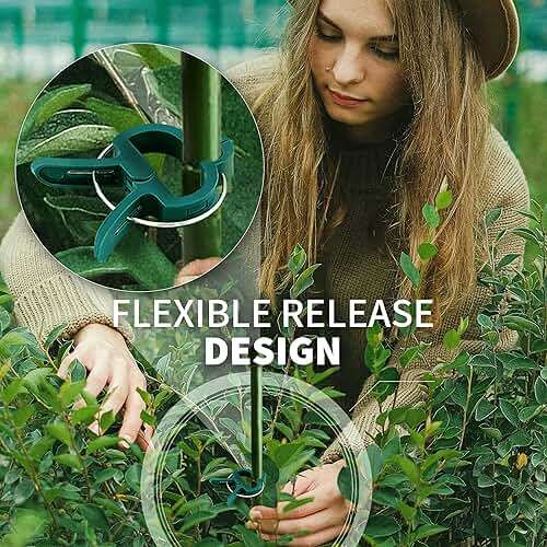 Plant Clips 40 Piece Green Gentle Gardening Plant & Flower Lever Loop Gripper Clips, Tool for Supporting or Straightening Plant Stems, Stalks, and Vines, Garden Clips, by RamPro - Image 4