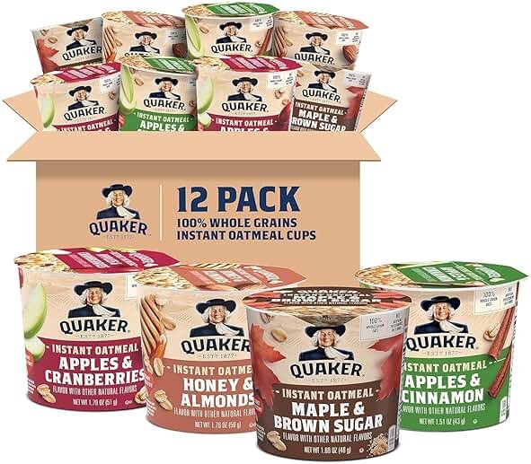 Quaker Instant Oatmeal Express Cups, 4 Flavor Variety Pack, 1.76 Ounce (Pack of 12) - Product Image