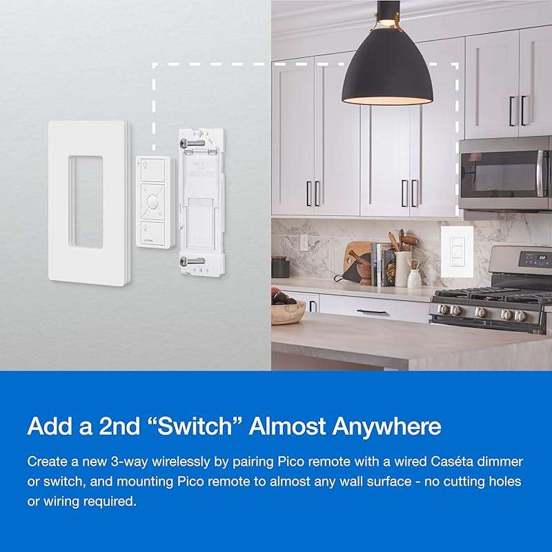 Lutron Caseta Deluxe Smart Dimmer Switch Kit, 2 Dimmer Switches, 2 Wall Plates, 2 Pico Remotes, and Smart Hub, No Neutral Required, Works with Alexa, Apple Home, Ring, & Google Home, P-BDG-PKG2W-A - Image 12