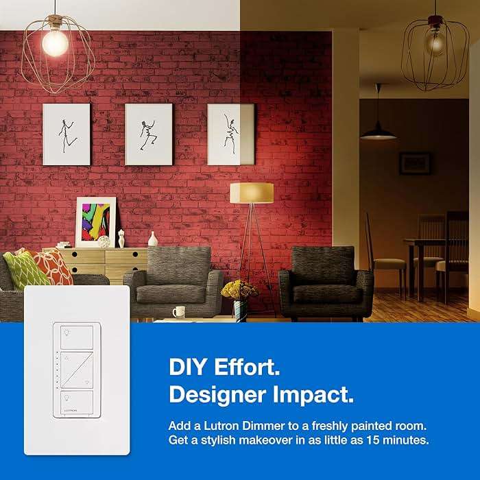Lutron Caseta Deluxe Smart Dimmer Switch Kit, 2 Dimmer Switches, 2 Wall Plates, 2 Pico Remotes, and Smart Hub, No Neutral Required, Works with Alexa, Apple Home, Ring, & Google Home, P-BDG-PKG2W-A - Image 14