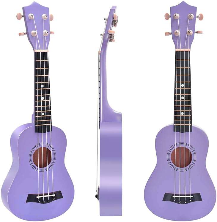 Soprano Ukulele Beginner Pack, 21 Inch Basswood kids Ukuleles Starter Kit with Gig Bag Spare Strings Tuner and Picks. (purple) - Image 2