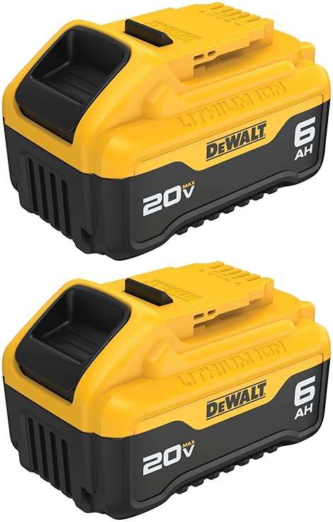 DEWALT 20V MAX XR Battery 6 Ah Lithium Ion, 2-Pack, Premium High Capacity Long Lasting Cordless Tool Battery Packs (DCB206-2) - Image 1