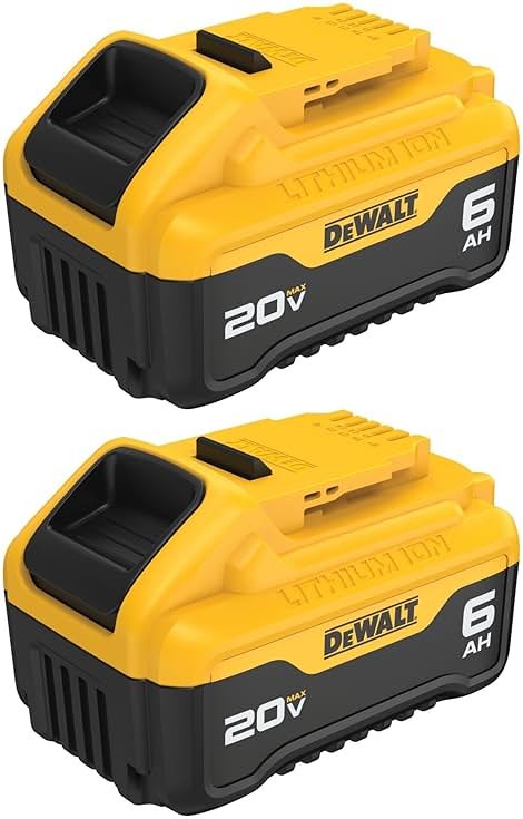 DEWALT 20V MAX XR Battery 6 Ah Lithium Ion, 2-Pack, Premium High Capacity Long Lasting Cordless Tool Battery Packs (DCB206-2) - Product Image