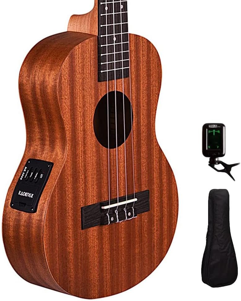 Kadence UKCE03C Concert 24" Electro Acoustic Ukulele | Mahogany Wood | Built-in 2-Band EQ Preamp | Comes with Bag | Includes Learning Course | Brown - Product Image