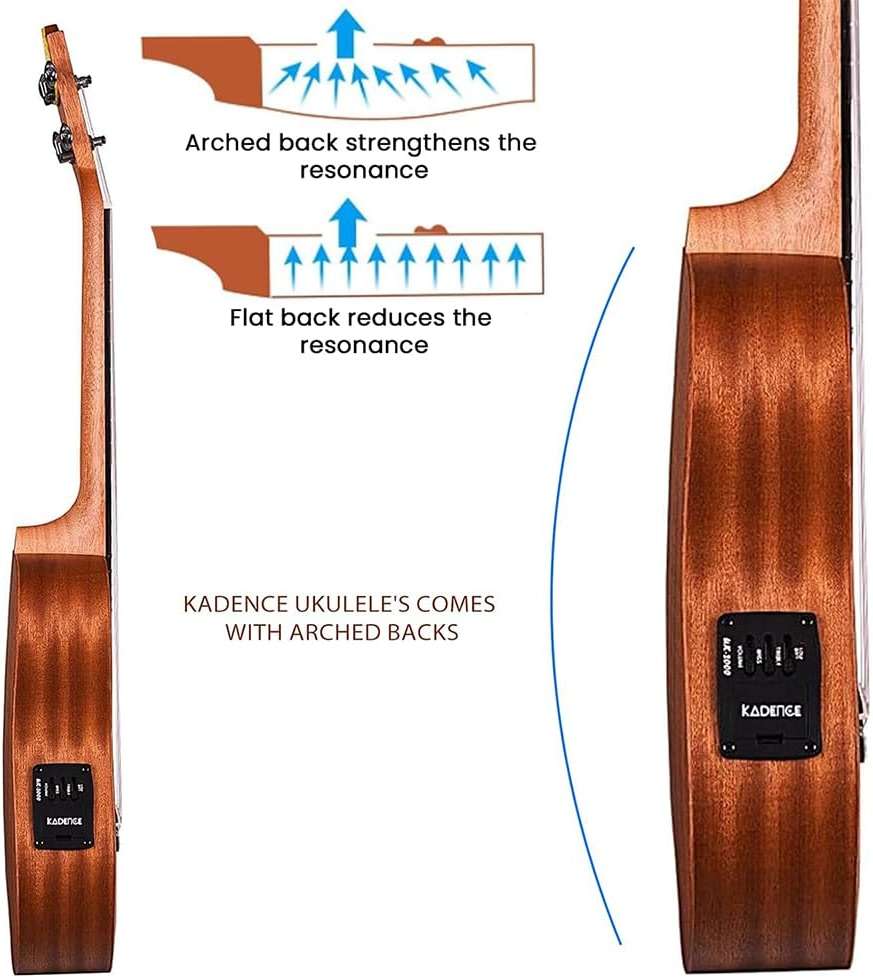 Kadence UKCE03C Concert 24" Electro Acoustic Ukulele | Mahogany Wood | Built-in 2-Band EQ Preamp | Comes with Bag | Includes Learning Course | Brown - Image 5
