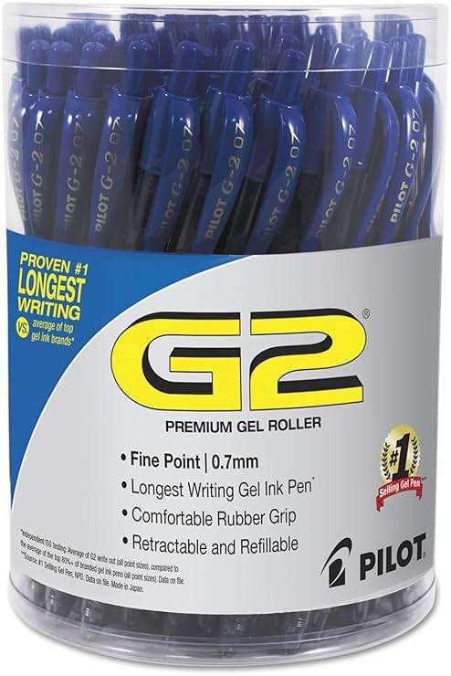 Pilot G2 Premium Gel Pen Convenience Pack, Retractable, Fine 0.7 mm, Blue Ink, Blue Barrel, 36/Pack - Image 1