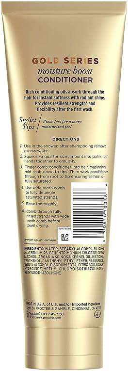 Pantene Pro-V Gold Series Moisture Boost Conditioner, for African American, Ethnic and Curly Hair Care, 8.4 fl oz (Pack of 12) - Image 2