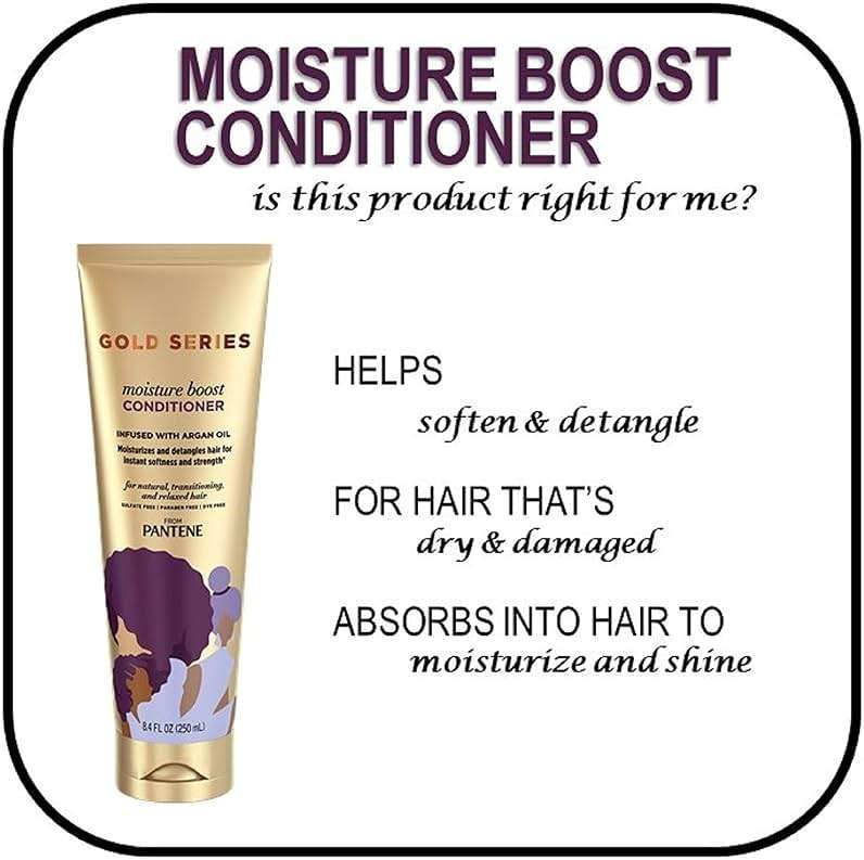 Pantene Pro-V Gold Series Moisture Boost Conditioner, for African American, Ethnic and Curly Hair Care, 8.4 fl oz (Pack of 12) - Image 5