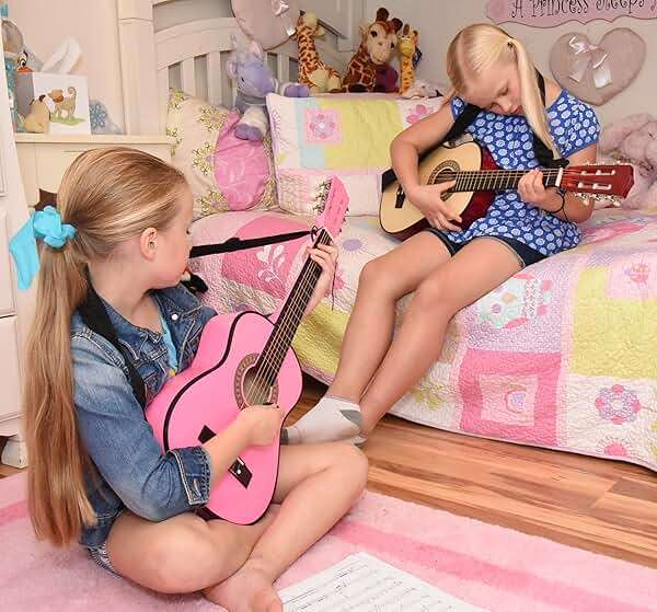 MasterPlay Kids Guitar, 30” Beginner Classical Wood Guitar For Learners, With starter kit, Bag, Strap, Tuner, Pick, Extra String, Cleaning cloth, Christmas, Birthday Gift for Girls Ages 5-12, Pink - Image 6