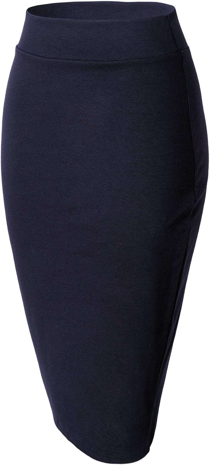 Urban CoCo Women's Elastic Waist Stretch Bodycon Midi Pencil Skirt - Image 3