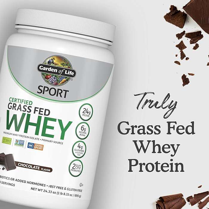 Garden of Life Sport Whey Protein Powder Chocolate, Premium Grass Fed Whey Protein Isolate Plus Probiotics for Immune System Health, 24g Protein, Non GMO, Gluten Free, Cold Processed - 20 Servings - Image 7