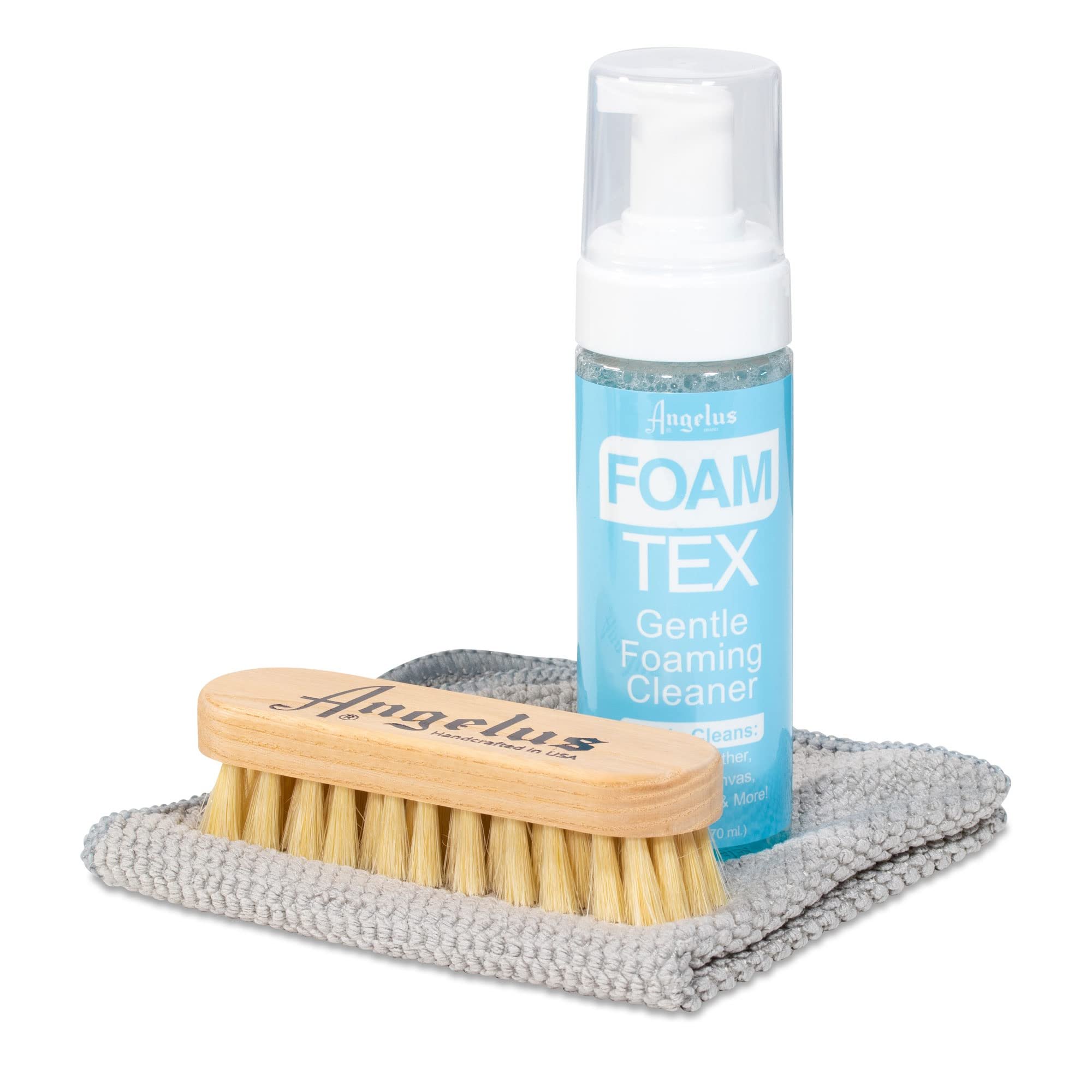 Angelus Foam Tex Cleaning Kit, Shoe Cleaning Kit for Leather, Canvas, Suede, and Rubber – Removes Dirt, Stains, and Scuffs – Non-Toxic, For Sneakers, Hats, Furniture, Clothing & More. Made In USA - Product Image