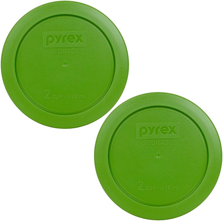 Pyrex 7200-PC 2-Cup Lawn Green Food Storage Replacement Lid (2-Pack) - Made in USA - Product Image