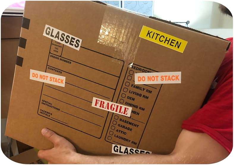 Tag-A-Room Moving Box Labels – 800 Color Coded Labels for Moving Boxes, Room ID Packing Stickers + 100 Fragile Box Stickers, Home & Apartment Moving Organization Supplies (4 Bedroom Pack) - Image 7