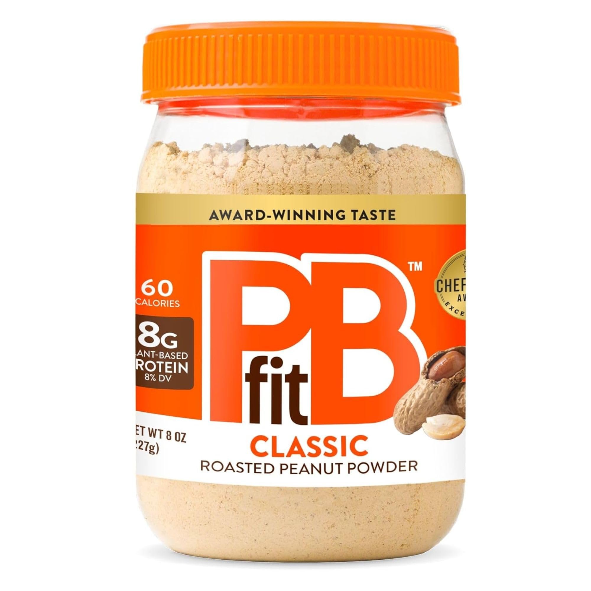 PBfit 8 Ounce Classic Peanut Butter Powder, Powdered Peanut Butter Spread From Real Roasted Peanuts, 8g of Protein 8% DV, Gluten-Free, 60 calories, 87% less fat (Pack of 1) - Product Image