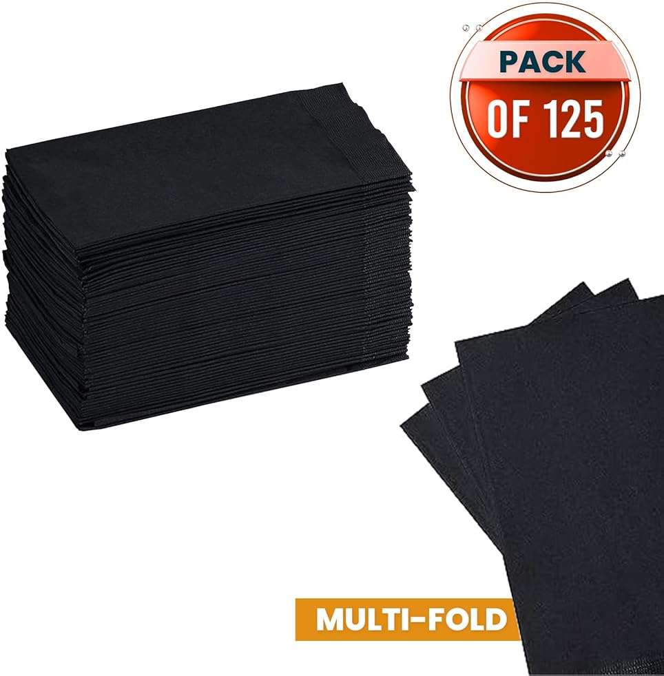 Perfectware 2 Ply Black Dinner Napkin Pack of 125 - Image 3