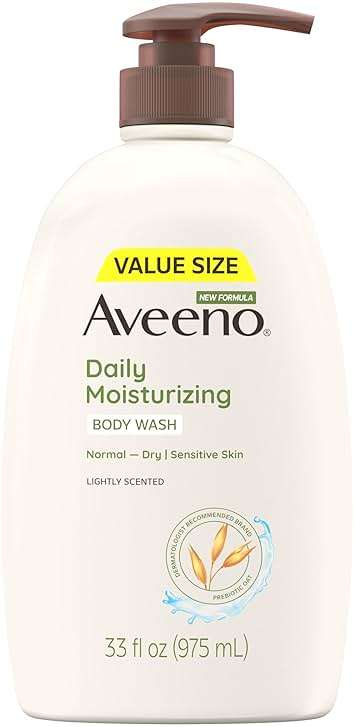 Aveeno Daily Moisturizing Body Wash for Normal to Dry Skin, Sensitive Formula with Prebiotic Oat, Gently Cleanses Dry Skin, Lightly Scented Body Wash for Women and Men, Value Size 33 fl. Oz - Image 1