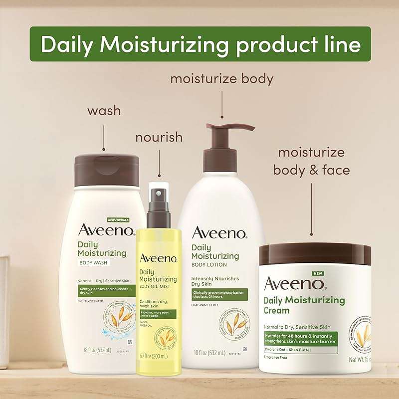 Aveeno Daily Moisturizing Body Wash for Normal to Dry Skin, Sensitive Formula with Prebiotic Oat, Gently Cleanses Dry Skin, Lightly Scented Body Wash for Women and Men, Value Size 33 fl. Oz - Image 8
