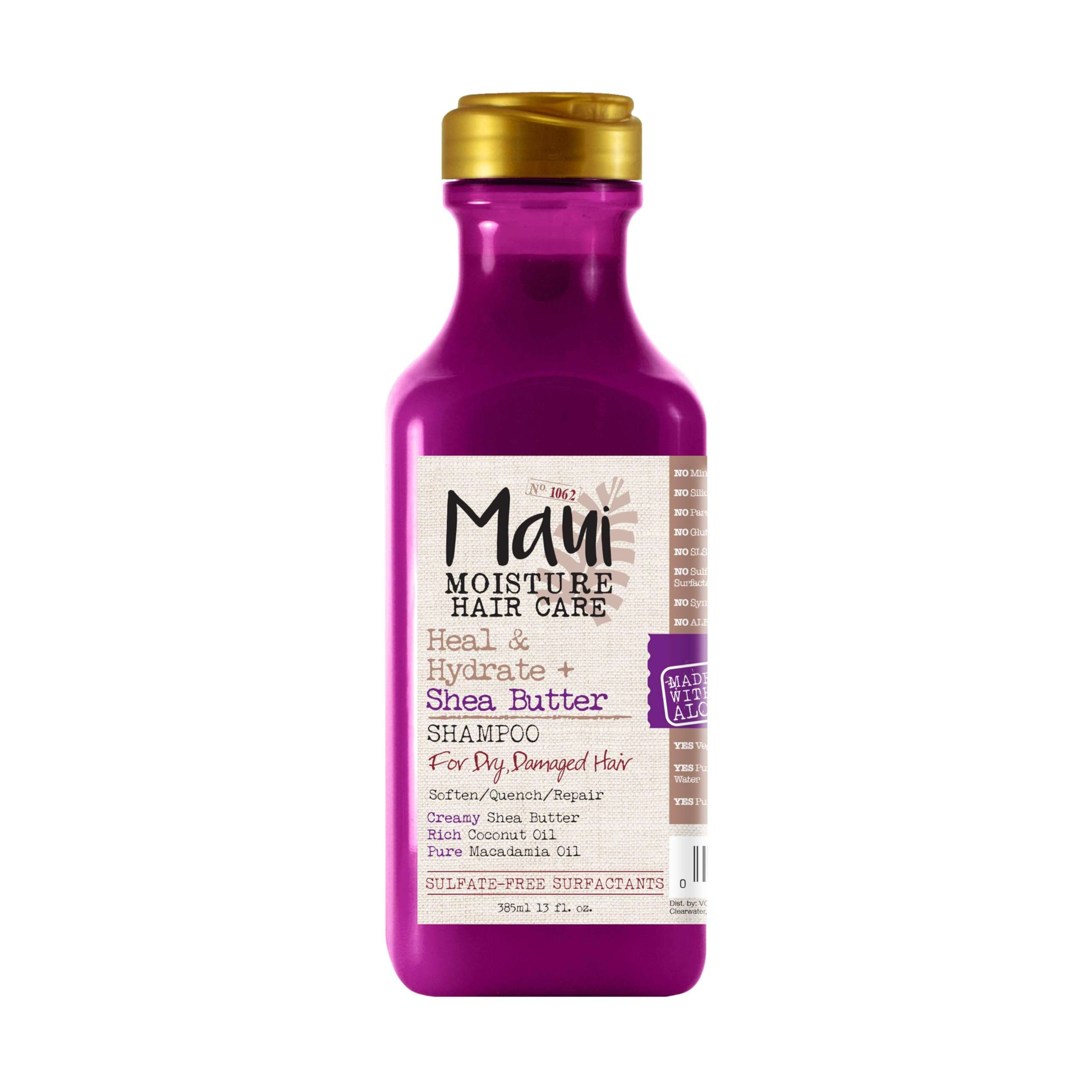 Maui Moisture Heal & Hydrate + Shea Butter Shampoo to Repair & Deeply Moisturize Tight Curly Hair with Coconut & Macademia Oils, Vegan, Silicone, Paraben & Sulfate-Free, 13 fl oz - Image 1