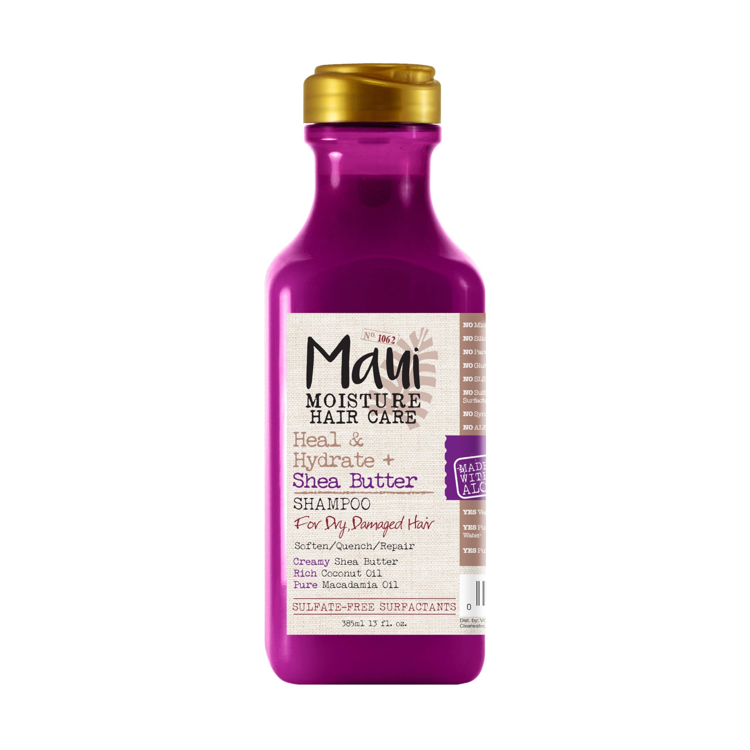 Maui Moisture Heal & Hydrate + Shea Butter Shampoo to Repair & Deeply Moisturize Tight Curly Hair with Coconut & Macademia Oils, Vegan, Silicone, Paraben & Sulfate-Free, 13 fl oz - Product Image