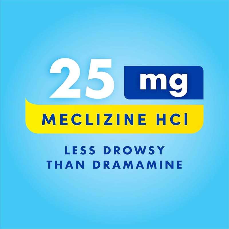 Bonine Non-Drowsy Motion Sickness Relief - Chewable Tablets with Meclizine HCL 25mg - Non Drowsy Medicine for Nausea or Motion Sickness - Cruise Essentials - Raspberry Flavor, 28 Chewable Tablets - Image 3