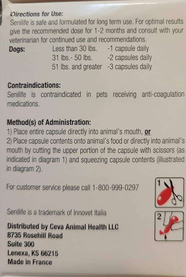 SEGMINISMART CEVA Animal Health D59010B Senilife Nutritional Supplement for Elderly Dogs- 30 capsules/ box - Image 2