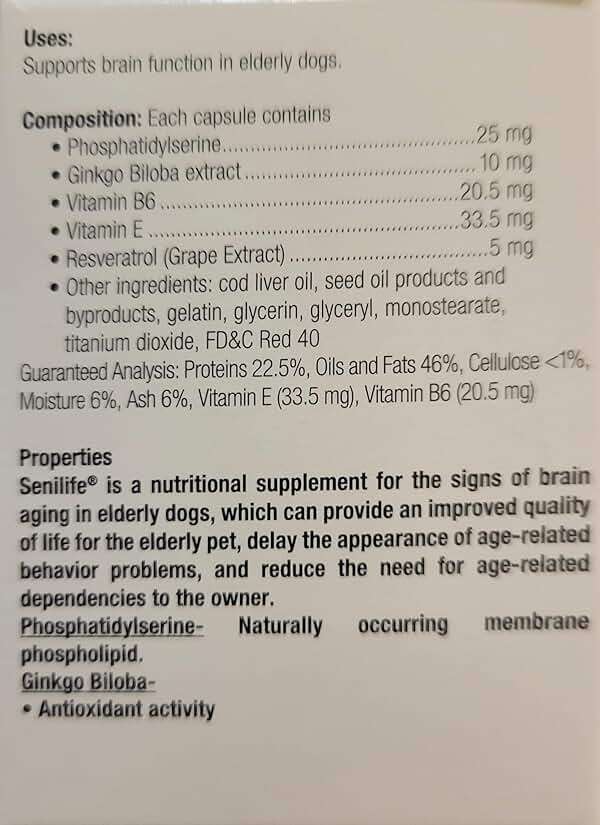 SEGMINISMART CEVA Animal Health D59010B Senilife Nutritional Supplement for Elderly Dogs- 30 capsules/ box - Image 3