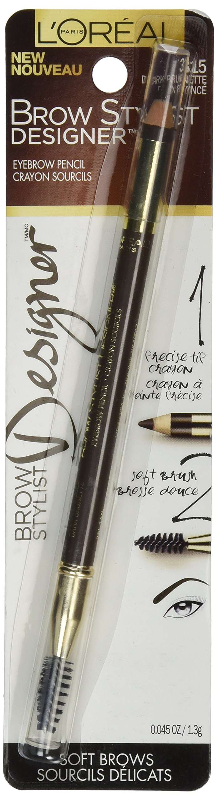 L'Oréal Paris Brow Stylist Designer Brow Pencil, Dark Brunette, 0.045 oz. - Image 2