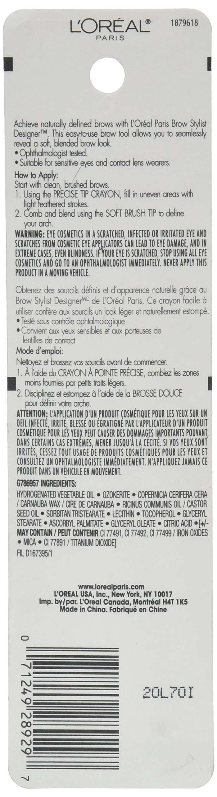 L'Oréal Paris Brow Stylist Designer Brow Pencil, Dark Brunette, 0.045 oz. - Image 3