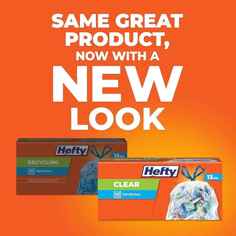 Hefty Recycling Trash Bags, Clear, 13 Gallon, 60 Count Packaging May Vary - Image 3